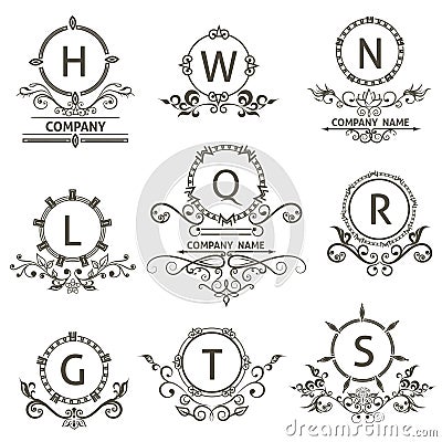 Set ornamental logos, corporate emblem style Vector Illustration