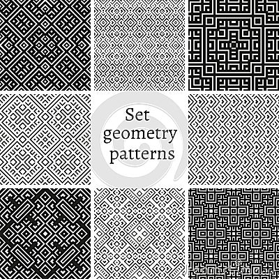 Set of ornamental patterns for backgrounds and textures Vector Illustration