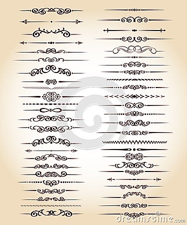 Set ornamental rule lines in different design.Vintage . Vector Illustration