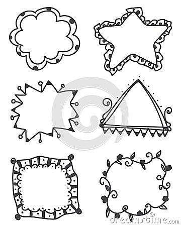 Set of ornate black picture frames isolated on white Vector Illustration