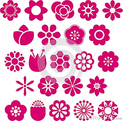 Hot pink flowers Vector Illustration