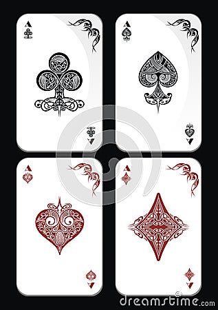 A set of ornate playing card suits in vector format Vector Illustration