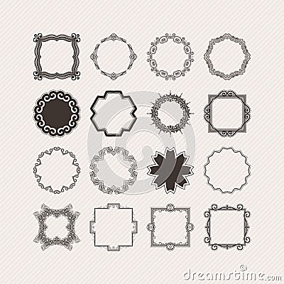 Set of ornate vector mandala borders and frames. Gothic lace tattoos. Celtic weave with sharp corners. Vector Illustration