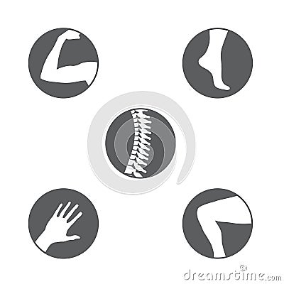 Orthopedics Bone Sports Injury Icons Set of orthopedics icons wi Vector Illustration