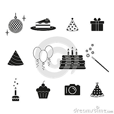 Set ot birthday party hapy day icons Vector Illustration