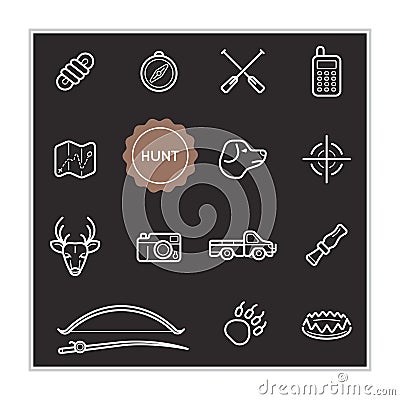 Set of Outdoor Hunting Vector Illustration Elements can be used Vector Illustration