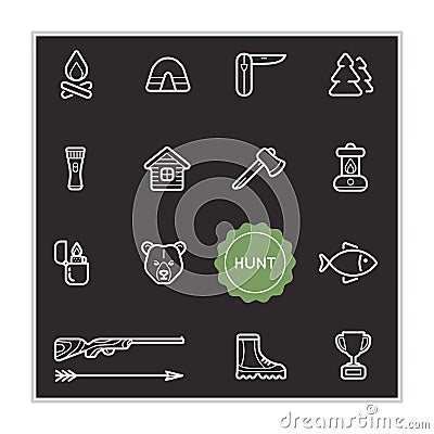 Set of Outdoor Hunting Vector Illustration Elements can be used Vector Illustration