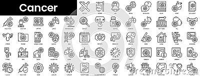Set of outline cancer icons. Minimalist thin linear web icon set. vector illustration Vector Illustration