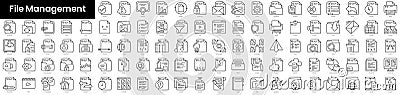 Set of outline file management icons. Minimalist thin linear web icons bundle. vector illustration Vector Illustration