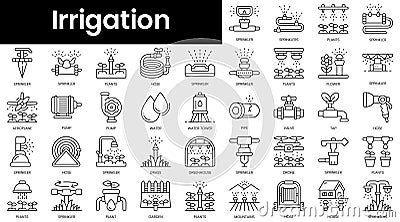 Set of outline irrigation icons. Minimalist thin linear web icon set. vector illustration Vector Illustration