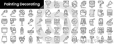 Set of outline painting decorating icons. Minimalist thin linear web icon set. vector illustration Vector Illustration