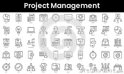 Set of outline project management icons. Minimalist thin linear web icon set. vector illustration Vector Illustration