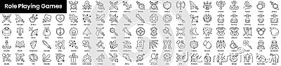 Set of outline role playing games icons. Minimalist thin linear web icon set. vector illustration Vector Illustration