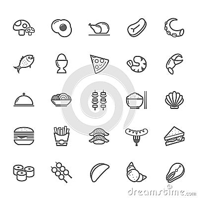 Set of Outline stroke Food icon Vector Illustration