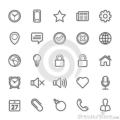 Set of Outline stroke General icon Vector Illustration