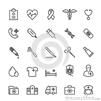 Set of Outline stroke Medical icon Vector Illustration