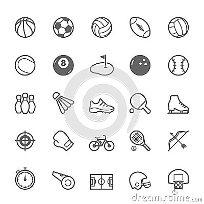 Set of Outline stroke Sport icon Vector Illustration