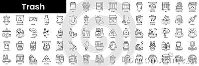 Set of outline trash icons. Minimalist thin linear web icon set. vector illustration Vector Illustration
