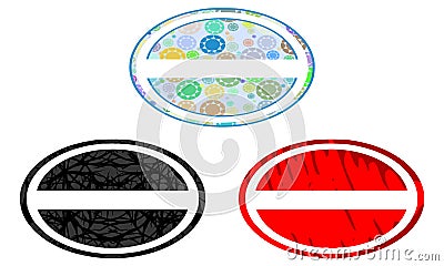 Set of oval labels with different patterns, colors, isolated. Vector Illustration