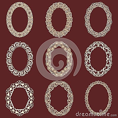 Set of oval vintage frames background. Vector design elements that can be cut with a laser. A set of frames made of deco Vector Illustration