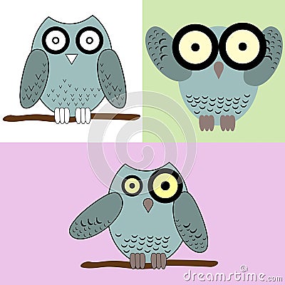 Set of owls Vector Illustration