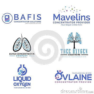 Set of oxygen concentrator respiratory logo design Vector Illustration