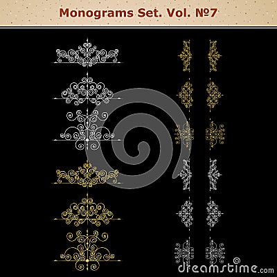 Set of page decoration elements or monograms. Can be used for designing books, cards, menus, advertisments, tattoo etc. Vector Illustration