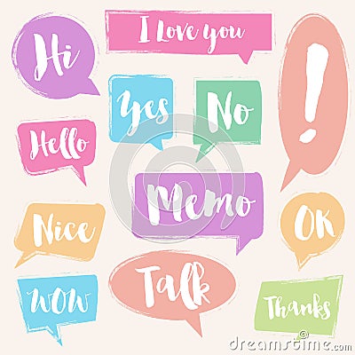 Set of painted brush style bubble talk Vector Illustration