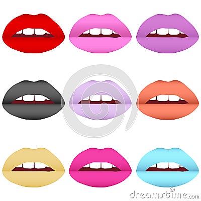 Set of painted lips Cartoon Illustration