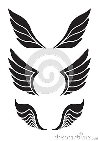 Set of 3 pair of decorative vector wings for your design. Vector Illustration