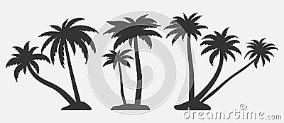 Set of palm trees silhouettes. Vector Illustration