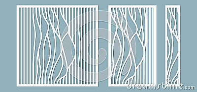 Set, panel for registration of the decorative surfaces. Abstract lines panels. Vector illustration of a laser cutting. Plotter Vector Illustration