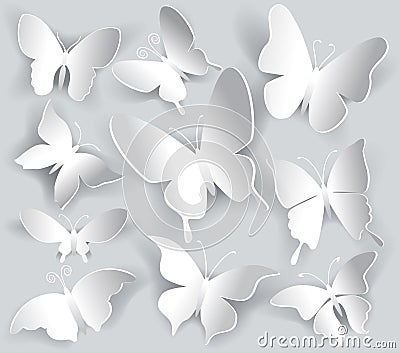 Set of paper butterfly Vector Illustration