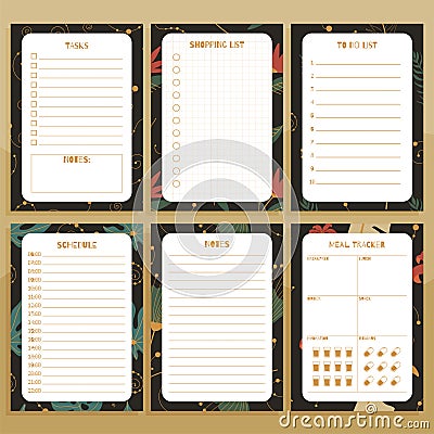 Set of paper notes print concept templates. Vector Illustration