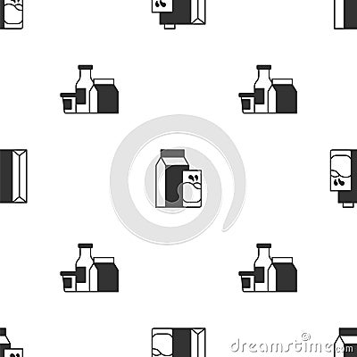 Set Paper package for milk, kefir and Milk product on seamless pattern. Vector Vector Illustration