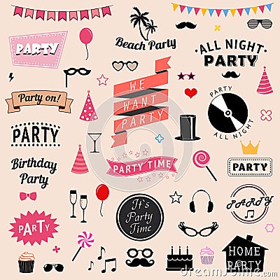 Set of party icons Vector Illustration