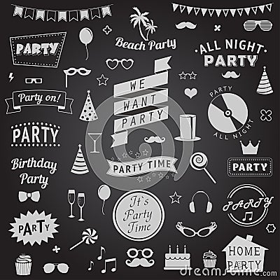 Set of party icons Vector Illustration