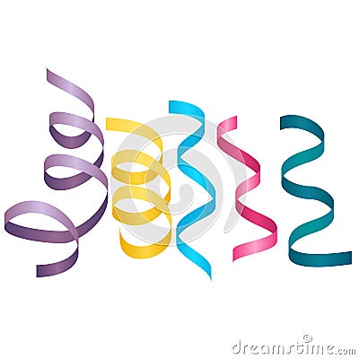 Set of party streamers. Carnival serpentine Vector Illustration