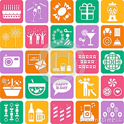 Set of party web icons Vector Illustration