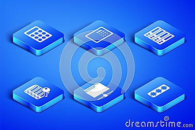 Set Password protection, FTP folder, Server security with key, Safe and Server, Data, Web Hosting icon. Vector Vector Illustration