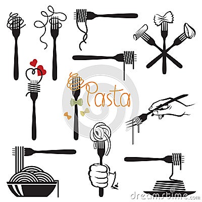 Set of pasta elements Vector Illustration