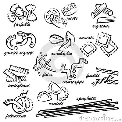 Set of pasta Vector Illustration