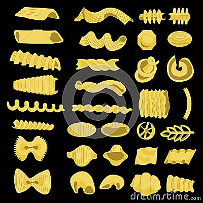 Set of pasta shapes Vector Illustration