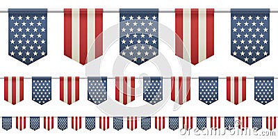 Set of patriotic bunting flags. Straight garland with flags Vector Illustration