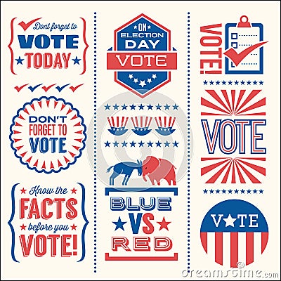Set of patriotic vector elements to encourage voting Vector Illustration