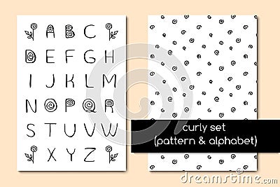 Set of pattern and alphabet Vector Illustration