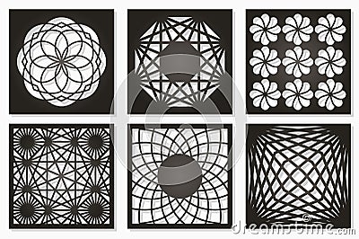 Set pattern geometric ornament. Card for laser cutting. Element decorative design. Geometric pattern. Vector Illustration