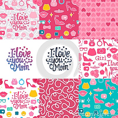 Set pattern mom Vector Illustration