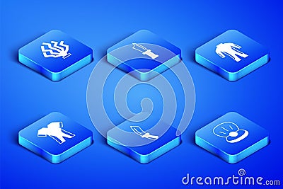 Set Pearl, Coral, Diving knife, Wetsuit for scuba diving, and icon. Vector Vector Illustration