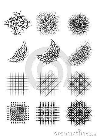 Set pencil strokes, halftone, engraving. Vector Illustration